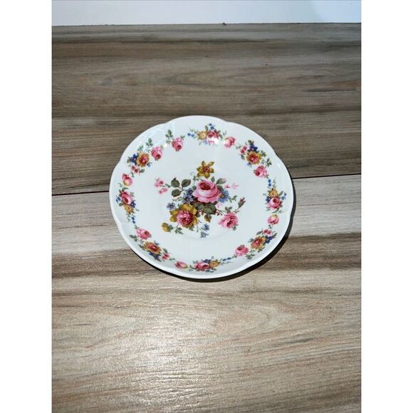 Vintage Limoges Floral Rose Porcelain Bowl White Pink And Green Made In France - Picture 1 of 11